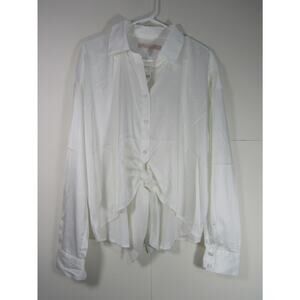 Anthropologie Hutch Tie Front Silk White Top Women Large Neutral Fairy Whimsical